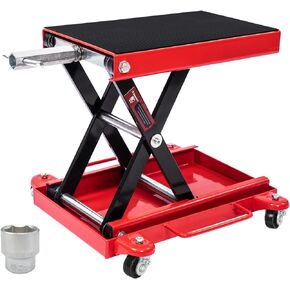 Donext 1100 LB Motorcycle Lift Center Scissor Lift Jack with Dolly Wide Flat Hoist Stand Bikes ATVs Garage Repair Stand with Caster Lock, Black