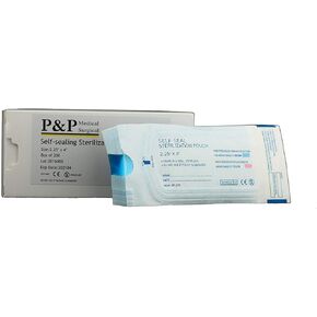 Sterilization Pouches 2.25"x4" Self-Sealing Autoclave Bags with Indicators for Professional Surgical Instrument Cleaning by P&P MEDICAL SURGICAL Box of 200