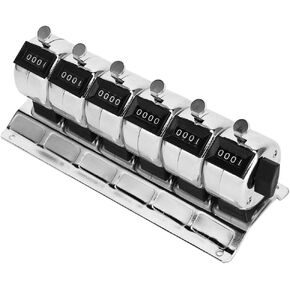 Jadpes Metal Hand Tally Counter, 4-Digit Tally Counters Mechanical Palms Counter,4‑Digit Conjoined 6 Units Stainless Steel Tally Number Count for Row/People/Golfs/Lap/Knitting