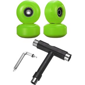 PATIKIL 52mm 95A Skateboard Wheels with Black Bearings, 4 Pack Street Wheels with Skate Tool for Skateboards Tricks Cruiser Wheel Replacement, Green