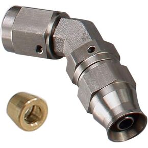 AC PERFORMANCE Stainless Steel 45 Degree Swivel Female -3 AN 3/8 x 24 Thread to AN3 PTFE Hose End Brake Fitting For Teflon Hose with Brass Olive Insert