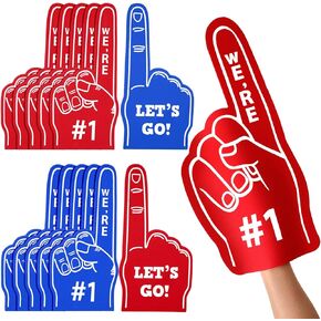 Wettarn 6 Pack 18 Inch Giant Foam Finger We're Number 1 Foam Hand Baseball Foam Fingers Foam Fan Finger Cheerleading for Sports Celebration Pom Poms Noise Maker for Sporting Events