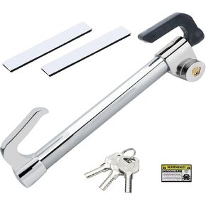 قفل فرامل عجلة القيادة العالمي iHoven - نظام خطاف مزدوج قابل للسحب مضاد للسرقة للسيارات والشاحنات وسيارات الدفع الرباعي والشاحنات الصغيرة | تتضمن 3 مفاتيح، وملصق إنذار للسيارة و2 فيلكرو in Kuwait