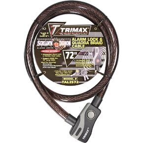 Trimax TAL2572 6' x 25 mm Alarm Lock and Quadra-Braid Cable, Black