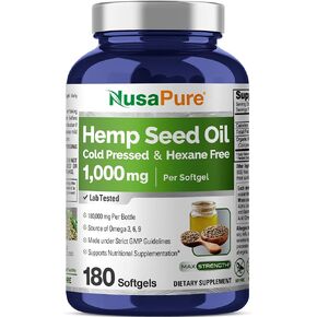 NusaPure Hemp Seed Oil Softgel 1000mg - 180,000mg per Bottle