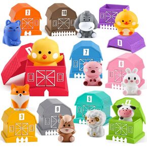 20 Pcs Farm Animals Toy for Toddlers 1 2 3 Year Old,Learning Toy with Finger Puppets & Barn,Montessori Toys Counting & Matching & Sorting Fine Motor Games,Present for Baby 12-18 Months in Kuwait