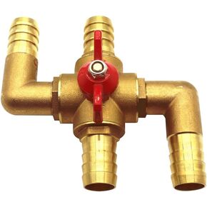 4-way Automobile Heating Water Valve, Brass Automotive Integrated Manual Control Valve, Heater Core Bypass 5/8in