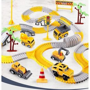 Construction Race Tracks for Kids Toys,305 pcs Tracks 2 Electric Toy Cars,4Construction Cars, DIY Collage Flexible Track Toys Set, Kids Gifts for 3 4 5 6 7 8 Year Old Boys and Girls Toys in Saudi Arabia