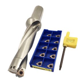 GBJ WC Series Drill Bites Insert Drill Metal Drill Bits Diameter 24.5mm/0.96in Depth 4in 4D Indexable U Drill Machinery Lathes CNC Water Drill with 10pcs WCMT050308FN（Bronze） U Drill Inserts