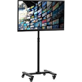 VIVO Mobile TV Cart for 13 to 50 inch Screens up to 44 lbs, LCD LED OLED 4K Smart Flat and Curved Monitor Panels, Rolling Stand, Locking Wheels, Max VESA 200x200, Black, STAND-TV07W