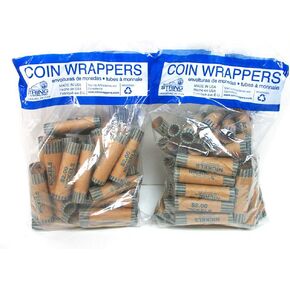 72 Rolls Preformed Coin Wrappers Paper Tubes for Nickels NF String Holds $2 Ea