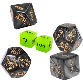 𝗦𝗲𝘅 Dice Party Favor, Position Dice, Glow in The Dark Acrylic Material (Black 6PCS + Storage Bag) in Kuwait