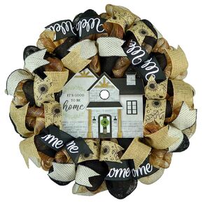 Farmhouse Wreath - Its Good to Be Home - Rustic Burlap Everyday Decor - Brown Black White Mother's Day Gift
