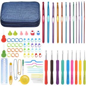 Crochet Hook Set, NuLink 85-Pieces Ergonomic Handle Crochet Weave Yarn Knitting Needles Kit with Case Holders for Beginners, Experienced Arthritic Hands