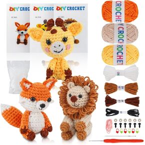 Crochet Kit for Beginners Crochet Animal Kit Crafts for Adults with Step by Step Video Tutorial Hobbies for Women Crochet kit Crochet Animals Beginner Crochet kit DIY Knitting Supplies in Saudi Arabia