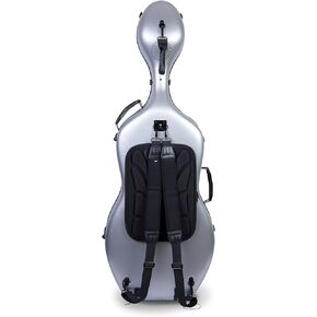 Crossrock Poly Carbon Composite Case fits for 1/2 Size Cello with Backpack and Wheels in Black(CRF102CEHBKHT) (CRF1020CEHBKHT)