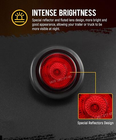 بارتسام 5 قطع 2 بوصة حمراء مستديرة 9 مصابيح LED لشاحنة المقطورة، أضواء التخليص مع عاكسات، IP67 مقاومة للماء، 12 فولت، تتضمن أسلاك التوصيل المصنوعة والحلقات المطاطية in Kuwait