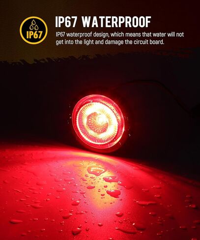 بارتسام 5 قطع 2 بوصة حمراء مستديرة 9 مصابيح LED لشاحنة المقطورة، أضواء التخليص مع عاكسات، IP67 مقاومة للماء، 12 فولت، تتضمن أسلاك التوصيل المصنوعة والحلقات المطاطية in Kuwait