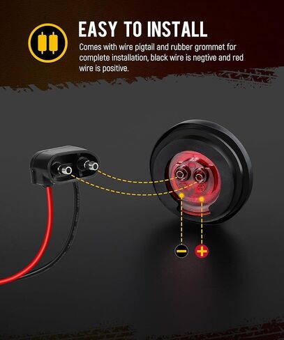 بارتسام 5 قطع 2 بوصة حمراء مستديرة 9 مصابيح LED لشاحنة المقطورة، أضواء التخليص مع عاكسات، IP67 مقاومة للماء، 12 فولت، تتضمن أسلاك التوصيل المصنوعة والحلقات المطاطية in Kuwait
