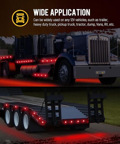 بارتسام 5 قطع 2 بوصة حمراء مستديرة 9 مصابيح LED لشاحنة المقطورة، أضواء التخليص مع عاكسات، IP67 مقاومة للماء، 12 فولت، تتضمن أسلاك التوصيل المصنوعة والحلقات المطاطية in Kuwait