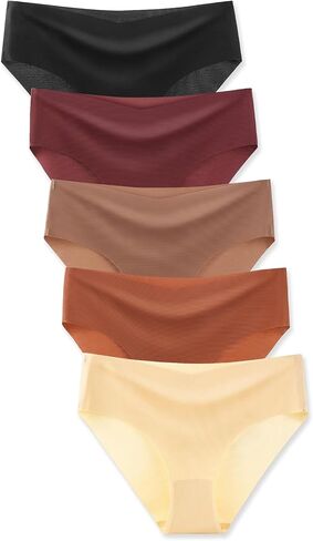 Buankoxy Women's Seamless Panties Soft Stretch Invisibles Briefs Bikini Underwears No Show Cheeky Workout Underwear 5 Pack in Saudi Arabia