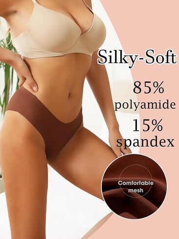 Buankoxy Women's Seamless Panties Soft Stretch Invisibles Briefs Bikini Underwears No Show Cheeky Workout Underwear 5 Pack in Saudi Arabia