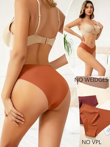 Buankoxy Women's Seamless Panties Soft Stretch Invisibles Briefs Bikini Underwears No Show Cheeky Workout Underwear 5 Pack in Saudi Arabia