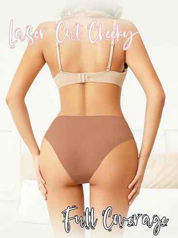 Buankoxy Women's Seamless Panties Soft Stretch Invisibles Briefs Bikini Underwears No Show Cheeky Workout Underwear 5 Pack in Saudi Arabia