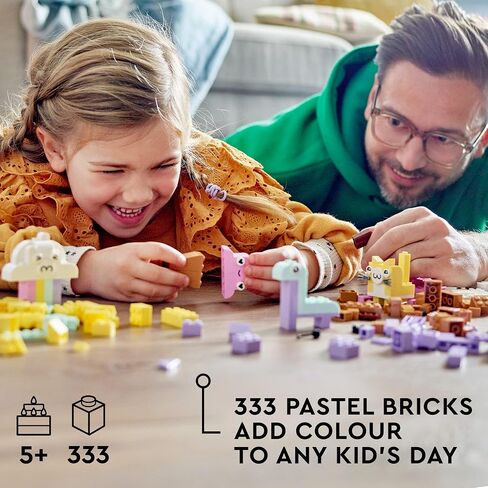 LEGO Classic Creative Pastel Fun Bricks Box 11028, Building Toys for Kids, Girls, Boys Ages 5 Plus with Models; Ice Cream, Dinosaur, Cat & More, Creative Learning Gift in Saudi Arabia