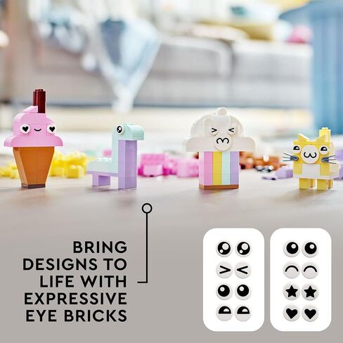 LEGO Classic Creative Pastel Fun Bricks Box 11028, Building Toys for Kids, Girls, Boys Ages 5 Plus with Models; Ice Cream, Dinosaur, Cat & More, Creative Learning Gift in Saudi Arabia