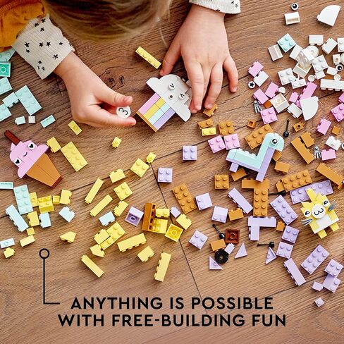 LEGO Classic Creative Pastel Fun Bricks Box 11028, Building Toys for Kids, Girls, Boys Ages 5 Plus with Models; Ice Cream, Dinosaur, Cat & More, Creative Learning Gift in Saudi Arabia