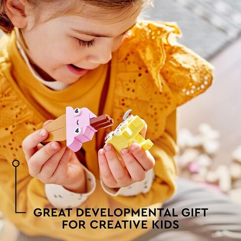 LEGO Classic Creative Pastel Fun Bricks Box 11028, Building Toys for Kids, Girls, Boys Ages 5 Plus with Models; Ice Cream, Dinosaur, Cat & More, Creative Learning Gift in Saudi Arabia