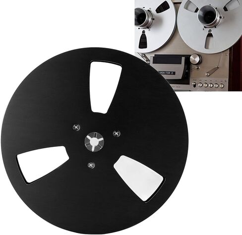 Reel to Reel Take Up Reel, 1/4 7 Inch 3 Hole Aluminum Alloy Empty Reel, Tape Takeup Reel Machine Part for TEAC Reel to Reel Tape (Black) in Saudi Arabia