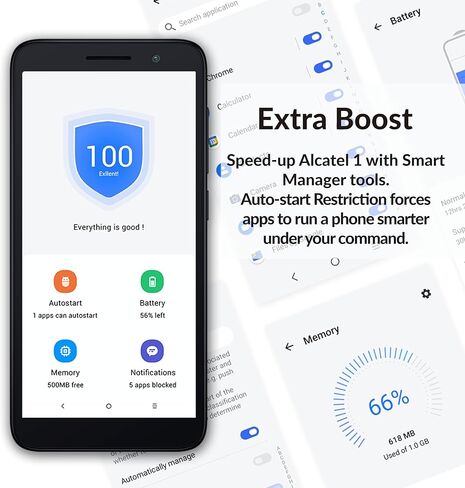 Alcatel 1 (32GB) 5.0" Full View Display - Removable Battery - Dual SIM GSM Unlocked US & Global 4G LTE International Version - Al Aqua in Kuwait
