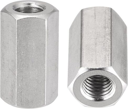 DTGN M8x1.25mmx25mm(DxPxH) Hex Coupling Nuts - 2Pack - Good for Home Garage Repairs - 304 Stainless Steel Polishing Rod Coupling Nuts - Silver Tone in Saudi Arabia