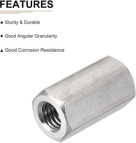 DTGN M8x1.25mmx25mm(DxPxH) Hex Coupling Nuts - 2Pack - Good for Home Garage Repairs - 304 Stainless Steel Polishing Rod Coupling Nuts - Silver Tone in Saudi Arabia