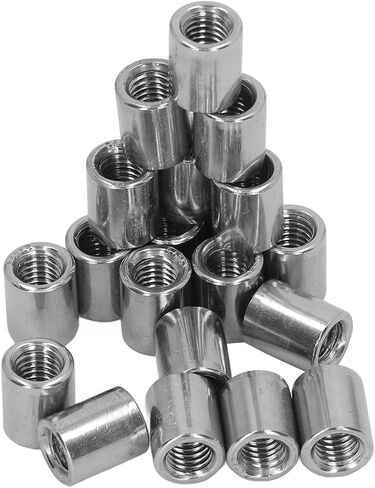 Pack of 20 M8 x 1.25-Pitch 15mm Length Round Coupling Nut 304 Stainless Steel Female Fully Threaded in Saudi Arabia
