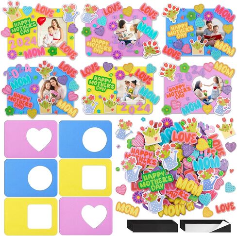 Aodaer 382 Pieces Mother's Day Picture Frame Craft Kit Mother's Day Picture Frames Foam Heart Stickers Self-Adhesive Stickers DIY Mother's Day Crafts for Home Classroom Bulletin Board Decorations in Saudi Arabia
