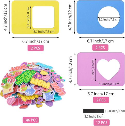 Aodaer 382 Pieces Mother's Day Picture Frame Craft Kit Mother's Day Picture Frames Foam Heart Stickers Self-Adhesive Stickers DIY Mother's Day Crafts for Home Classroom Bulletin Board Decorations in Saudi Arabia