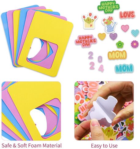 Aodaer 382 Pieces Mother's Day Picture Frame Craft Kit Mother's Day Picture Frames Foam Heart Stickers Self-Adhesive Stickers DIY Mother's Day Crafts for Home Classroom Bulletin Board Decorations in Saudi Arabia