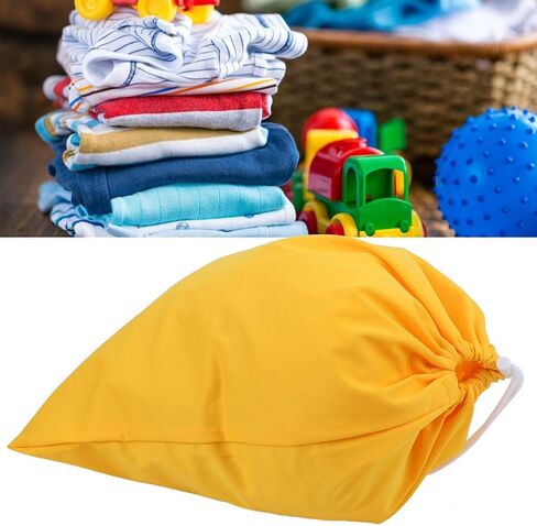 Agatige Wet Clothes Bag, Waterproof Drawstring Design Yellow Wet Dry Bag for Diapers Mummy Storage in Saudi Arabia