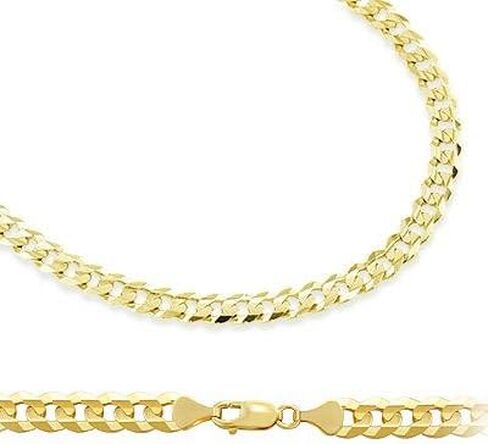 14k Solid Yellow Gold Cuban Curb Link Bracelet 3.2mm 7 in Saudi Arabia