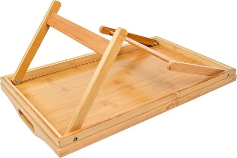 KOZY KITCHEN Foldable Breakfast Tray| Large Organic Bamboo Folding Serving Tray, Laptop Desk, Bed Table, Lap Desk| 100% Natural and Eco-Friendly Tray with Handles and Legs in Saudi Arabia