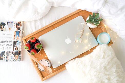 KOZY KITCHEN Foldable Breakfast Tray| Large Organic Bamboo Folding Serving Tray, Laptop Desk, Bed Table, Lap Desk| 100% Natural and Eco-Friendly Tray with Handles and Legs in Saudi Arabia