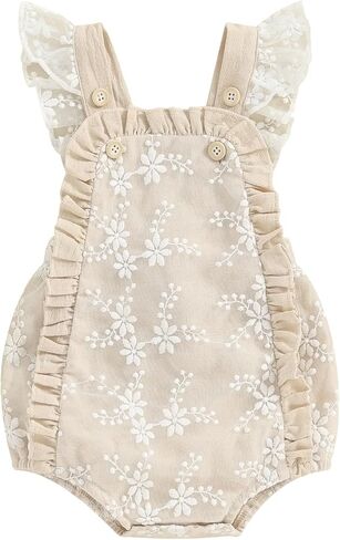 Lucikamy Infant Baby Girl Romper Newborn Summer Clothes Ruffle Sleeveless Bubble Jumpsuit Cute Backless Bodysuits Outfits in Saudi Arabia
