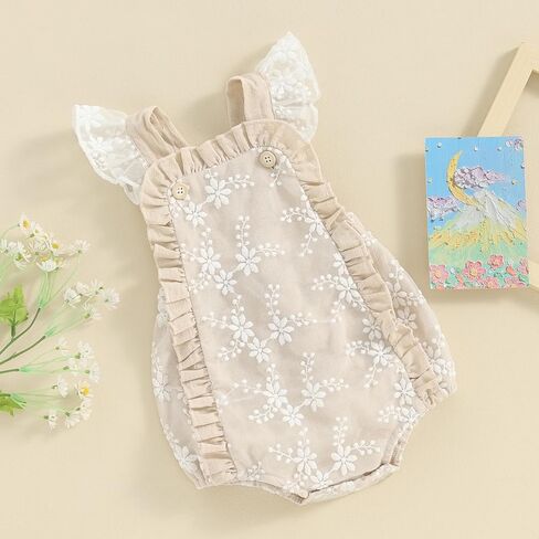 Lucikamy Infant Baby Girl Romper Newborn Summer Clothes Ruffle Sleeveless Bubble Jumpsuit Cute Backless Bodysuits Outfits in Saudi Arabia