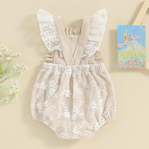 Lucikamy Infant Baby Girl Romper Newborn Summer Clothes Ruffle Sleeveless Bubble Jumpsuit Cute Backless Bodysuits Outfits in Saudi Arabia