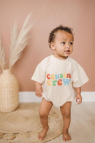 Hnyenmcko Newborn Baby Girl Boy Summer Clothes Short Sleeve Letter Print Bubble Romper Oversized T-Shirt Bodysuit Top Outfit in Kuwait
