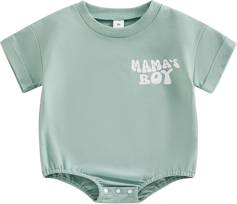 Hnyenmcko Newborn Baby Girl Boy Summer Clothes Short Sleeve Letter Print Bubble Romper Oversized T-Shirt Bodysuit Top Outfit in Kuwait