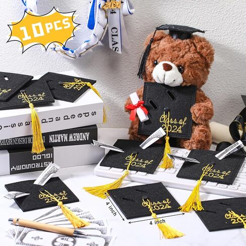 Bulyoou 10 Pcs 2024 Graduation Money Holder, Graduation Gift Class of 2024 Cash Felt Money Wallet Graduation Party Money Card Holder Senior Money Gift DIY Money Clip Birthday Present in Saudi Arabia